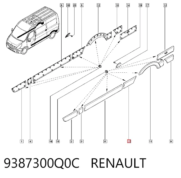 Молдинг заднього лівого крила 9387300Q0C Renault (RVI)