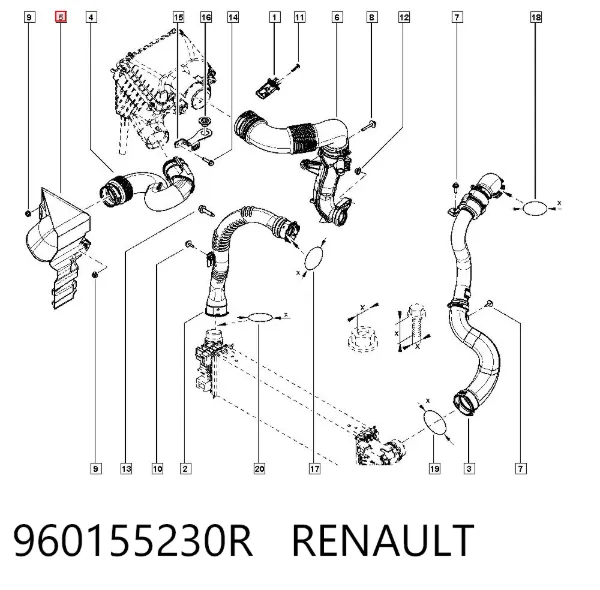 Повітрозабірник повітряного фільтра 960155230R Renault (RVI)