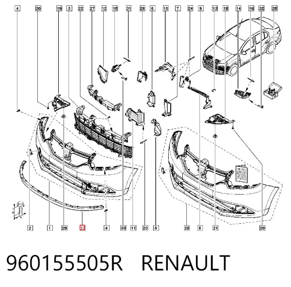 Спойлер переднього бампера 960155505R Renault (RVI)
