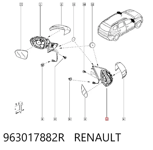 Дзеркало праве 963017882R Renault (RVI)