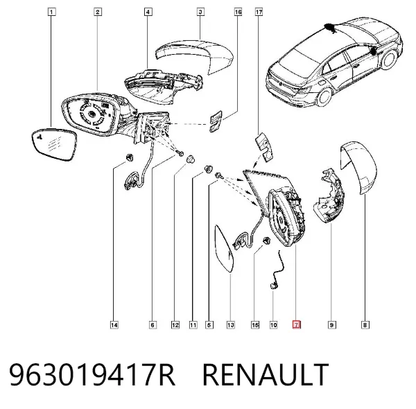 Дзеркало праве 963019417R Renault (RVI)