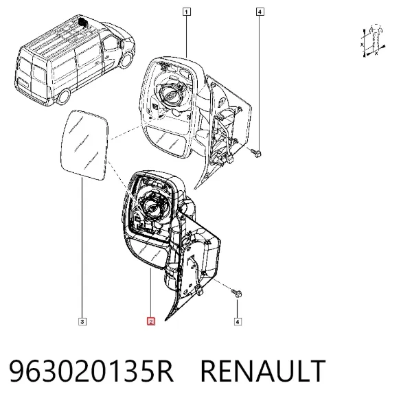 Ліве бокове дзеркало 963020135R Renault (RVI)