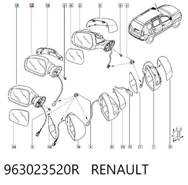Ліве бокове дзеркало 963023520R Renault (RVI)