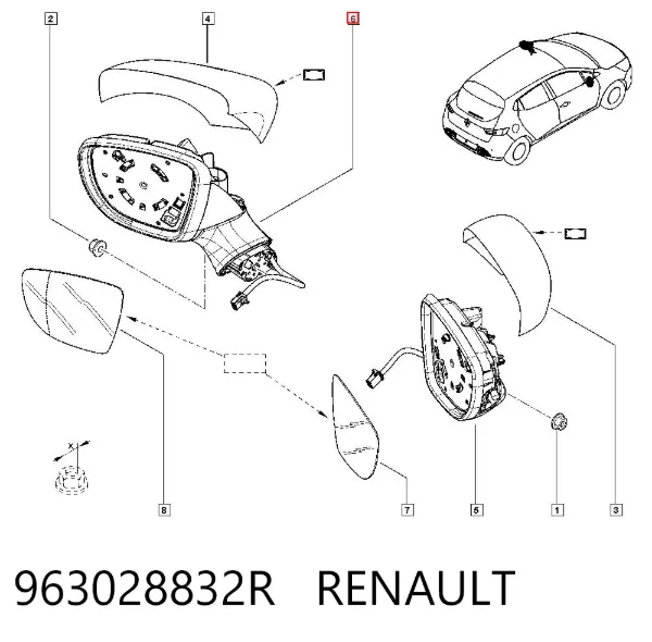 Ліве бокове дзеркало 963028832R Renault (RVI)