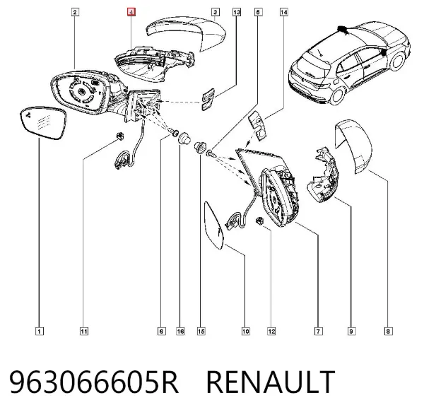 Покажчик повороту дзеркала, лівий 963066605R Renault (RVI)