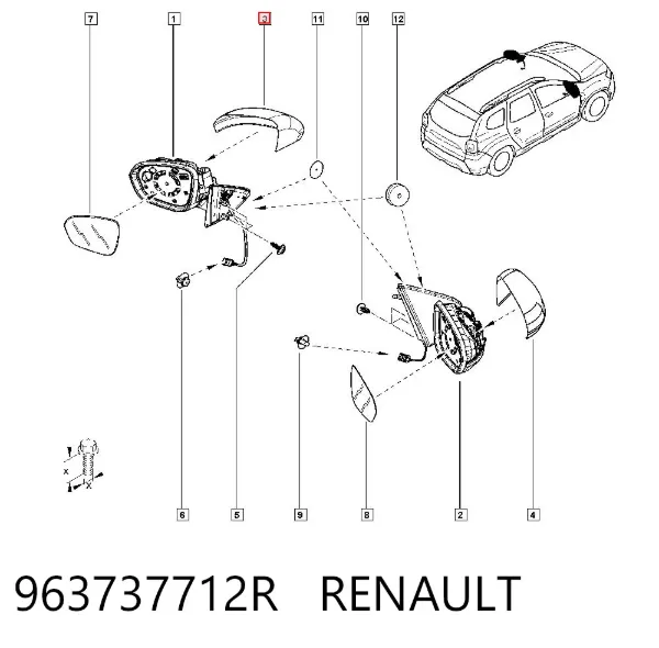 Ліве бокове дзеркало 963737712R Renault (RVI)