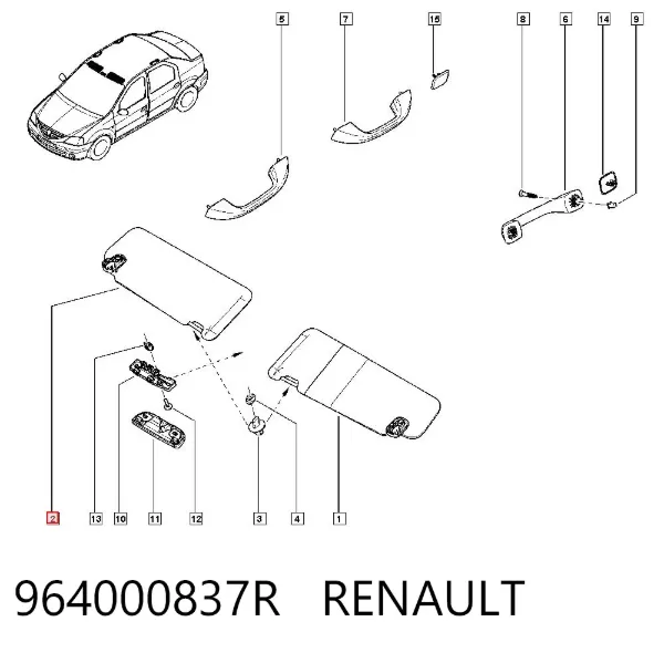Сонцезахисний козирок 964000837R Renault (RVI)