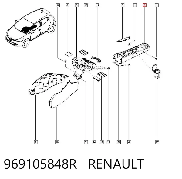 Консоль центральна панелі керування 969105848R Renault (RVI)