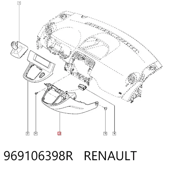 Консоль центральна панелі керування 969106398R Renault (RVI)