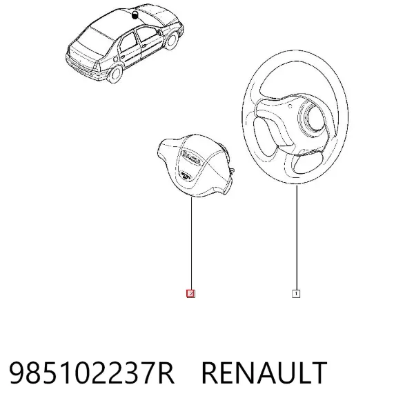 Подушка безпеки, водійська, AIRBAG 985102237R Renault (RVI)