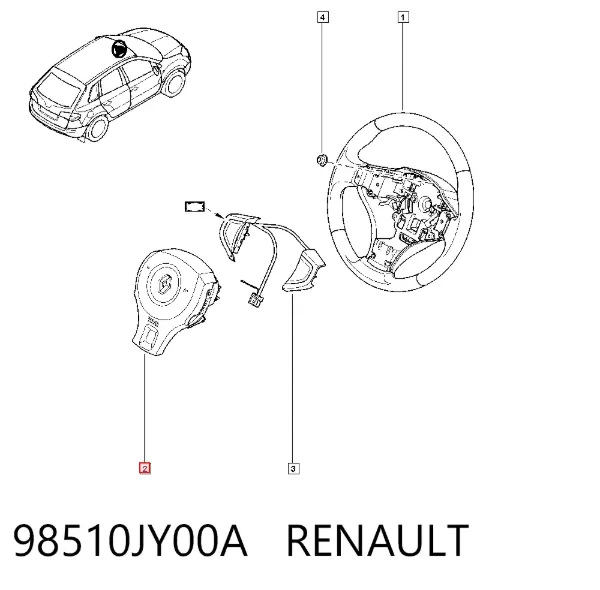 Подушка безпеки, водійська, AIRBAG 98510JY00A Renault (RVI)