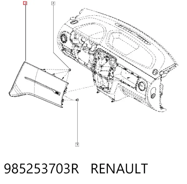 Подушка безпеки, пасажирська, AIRBAG 985253703R Renault (RVI)