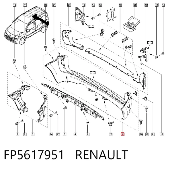 Задній бампер FP5617951 Renault (RVI)