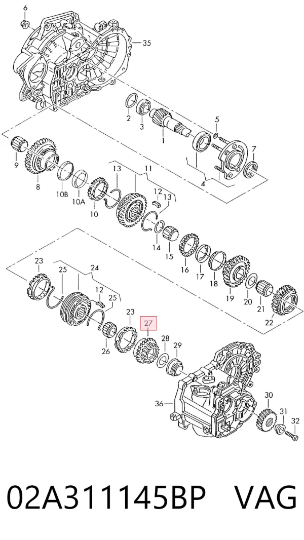 Шестерня 4-ї передачі, ведена 02A311145BP VAG