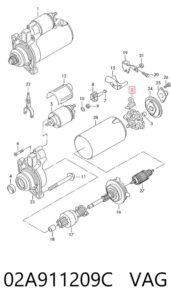 Щеткодеpжатель стартера 02A911209C VAG