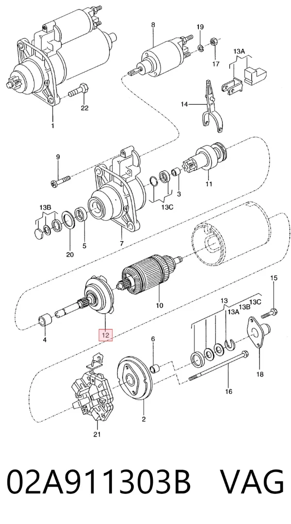 Бендикс стартера 02A911303B VAG