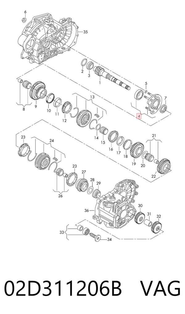 Підшипник вторинного валу коробки 02D311206B VAG