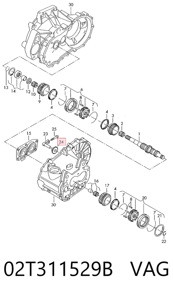 Шестерня задньої передачі 02T311529B VAG
