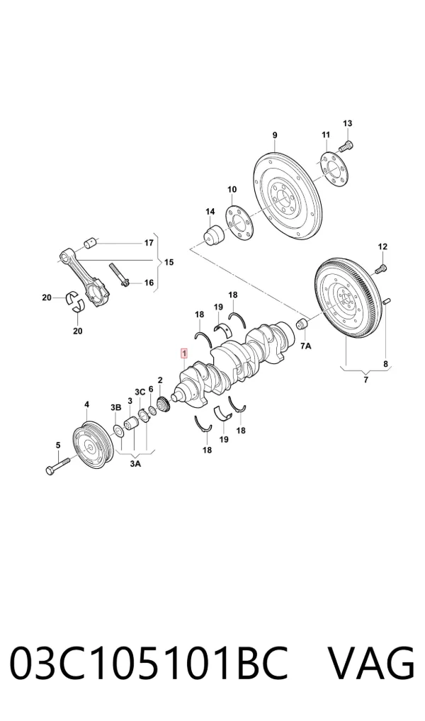 Колінвал 03C105101BC VAG