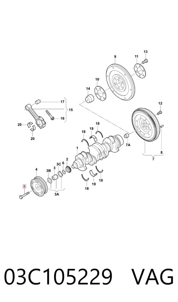Болт колінвалу 03C105229 VAG