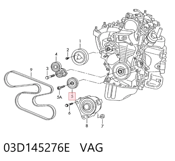 Ролик приводного ременя, паразитний 03D145276E VAG