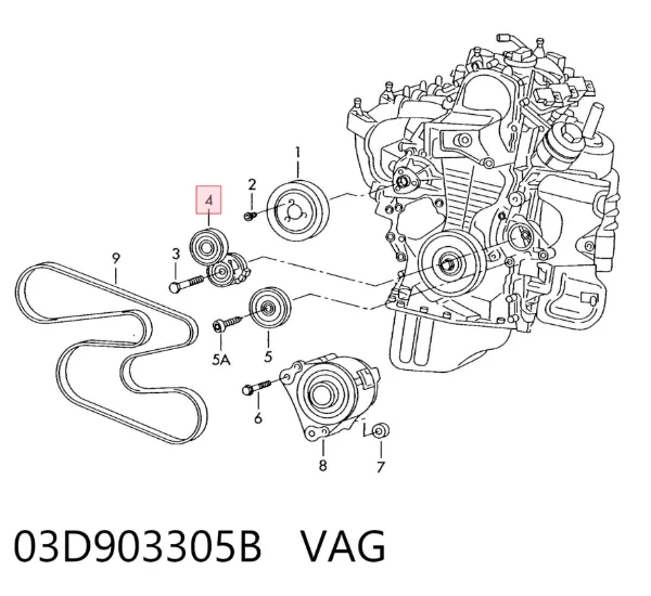 Натягувач приводного ременя 03D903305B VAG