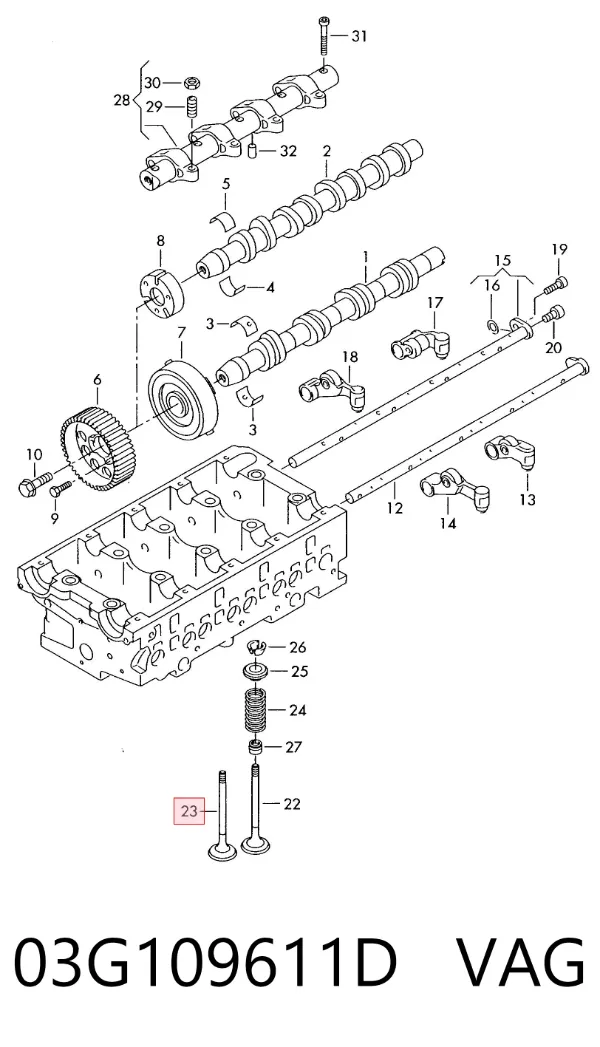 Клапан випускний 03G109611D VAG