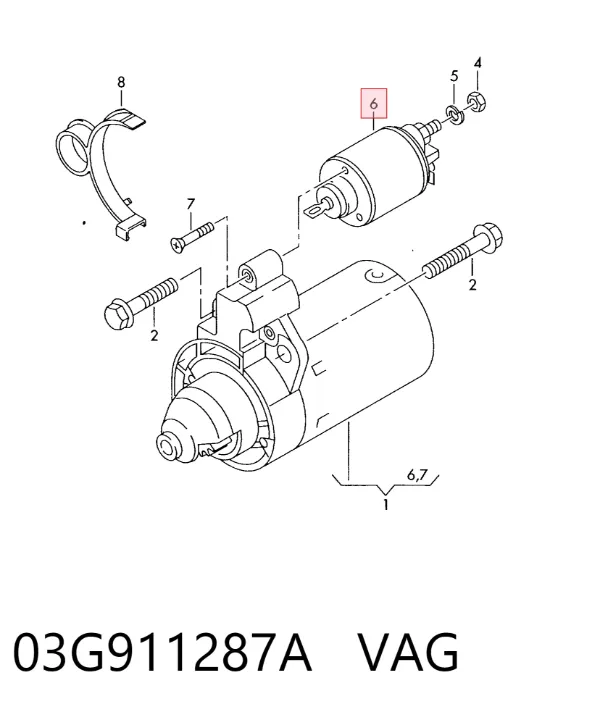 Втягуюче реле стартера 03G911287A VAG