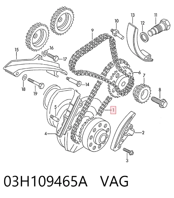 Ланцюг проміжного вала 03H109465A VAG