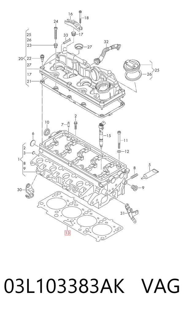 Прокладка ГБЦ 03L103383AK VAG