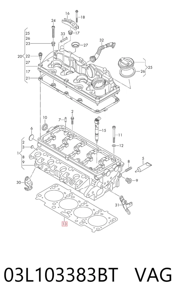 Прокладка ГБЦ 03L103383BT VAG