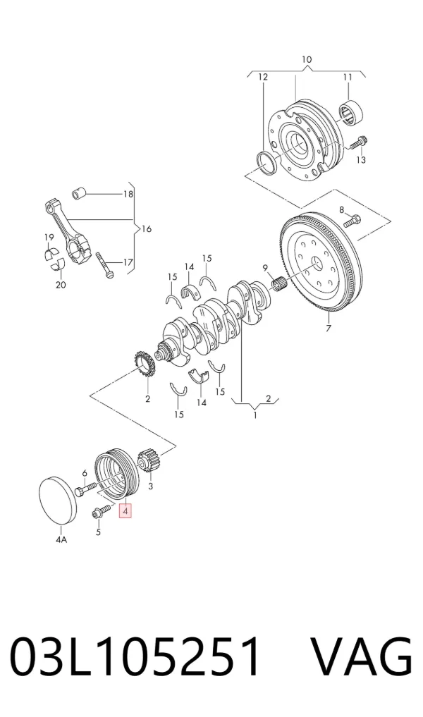 Шків колінвала 03L105251 VAG