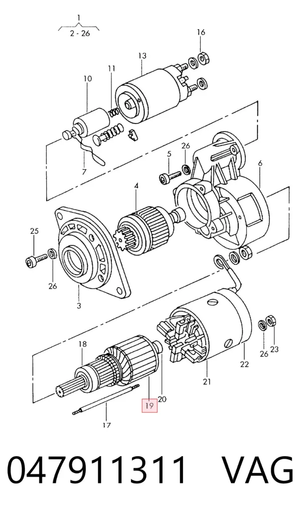 Якір (ротор) стартера 047911311 VAG