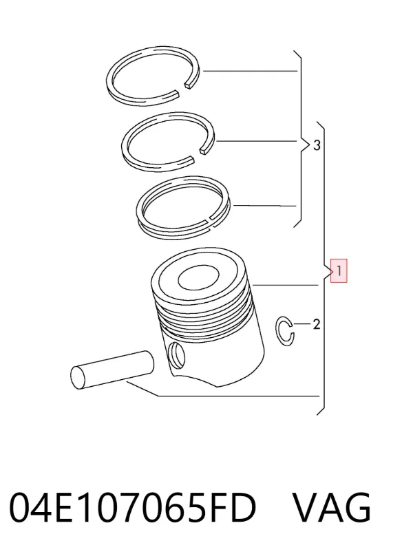 Поршень з пальцем без кілець, STD 04E107065FD VAG