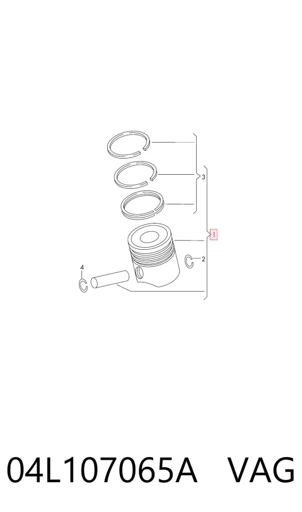Поршень в комплекті на 1 циліндр, STD 04L107065A VAG