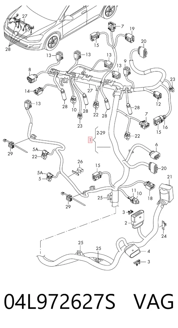Джгут проводів моторного відсіку 04L972627S VAG