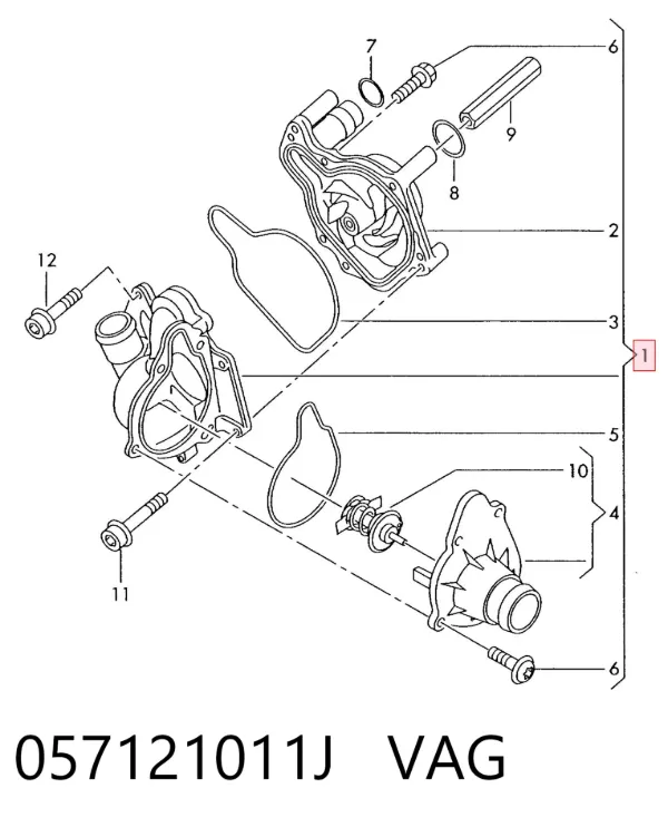 Помпа 057121011J VAG
