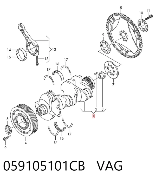 Колінвал 059105101CB VAG