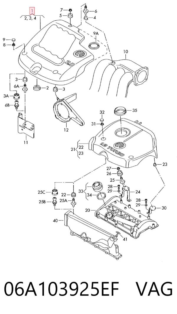 Кришка двигуна декоративна 06A103925EF VAG