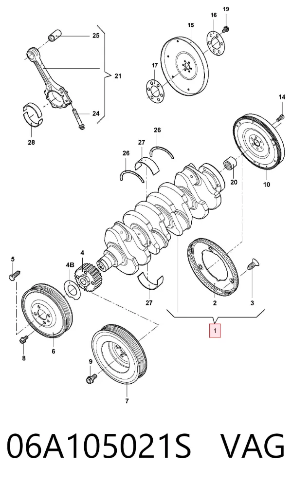 Колінвал 06A105021S VAG