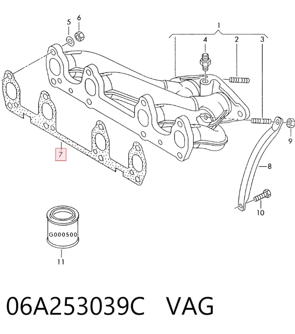 Прокладка колектора 06A253039C VAG