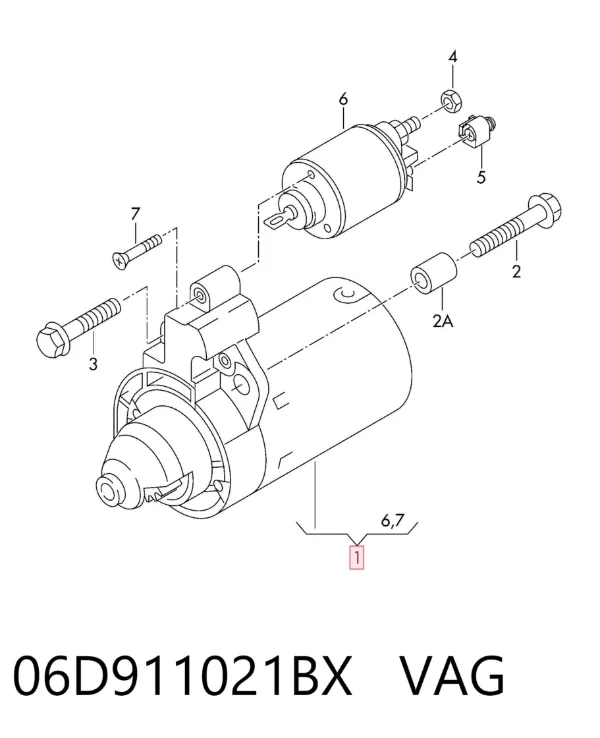 Стартер 06D911021BX VAG