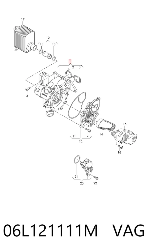 Корпус термостата 06L121111M VAG