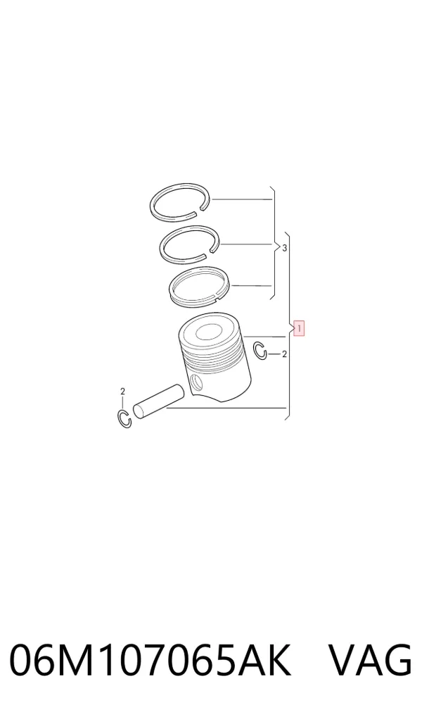 Поршень в комплекті на 1 циліндр, STD 06M107065AK VAG