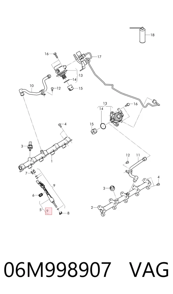 Ремкомплект форсунок 06M998907 VAG