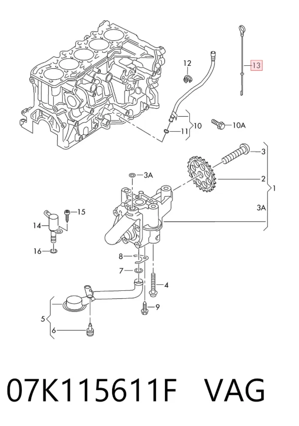 Масляний щуп 07K115611F VAG