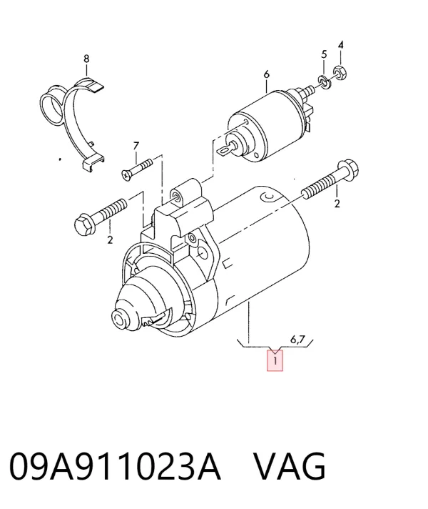Стартер 09A911023A VAG