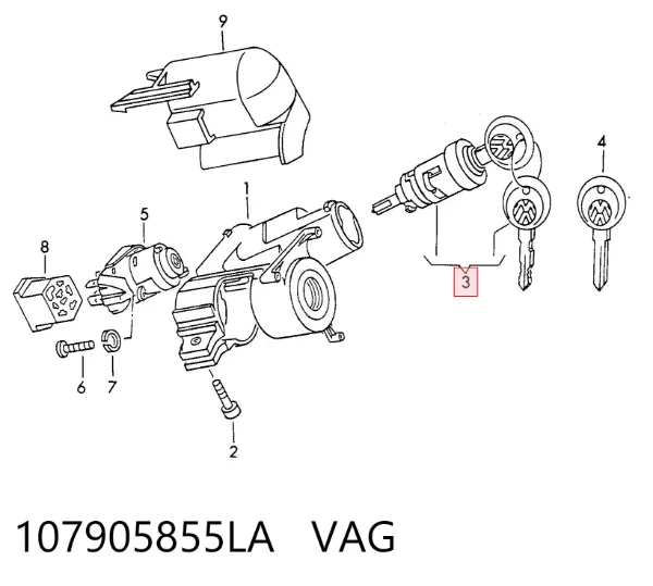 Личинка замка запалювання 107905855LA VAG