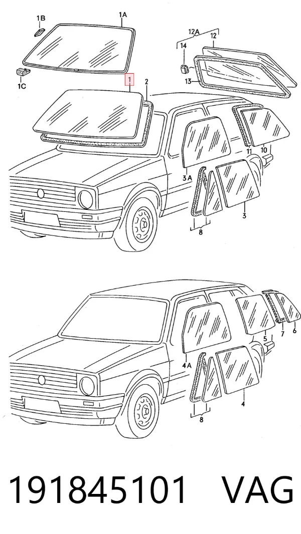 Лобове скло Volkswagen Jetta II