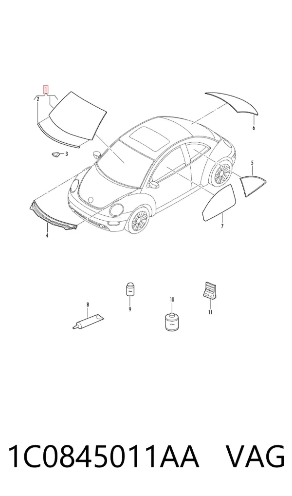 Лобове скло 1C0845011AA VAG